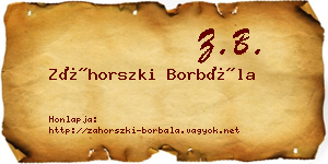 Záhorszki Borbála névjegykártya